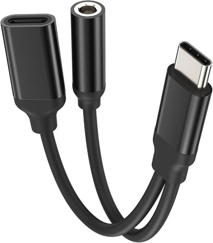 شاحن سماعة الرأس iPhone USB-C إلى 3.5 مم 2 في 1 محول DAC من النوع C Jack Audio Splitter Aux Dongle ملحقات سلك الشحن المتوافقة مع Samsung Galaxy Apple 15 Pro Max Plus iPad 10、Air4/5、Mini6、12.9 in Kuwait