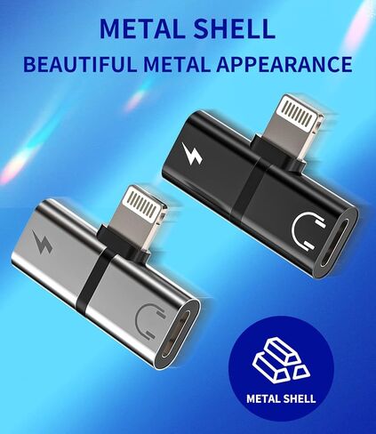 Dual Lightning Charge Headphone Splitter for iPhone AUX Jack Dongle 2in1(2pack) Audio Charger Adapter MFI Certified 14 13 12 11 Pro Max 8Plus for iPad air Connector Cable Music Converter Cord in Kuwait