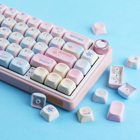 Sunzit MOA Profile Cute Keycaps,126 Keys PBT Patchwork Candy Custom Keyboard Keycaps 60 65 75 100 Percent,Dye-Sublimation Key caps Set for Cherry Gateron MX Switches Mechanical Keyboard in Kuwait