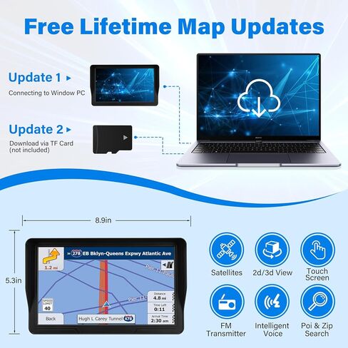 نظام تحديد المواقع العالمي (GPS) لشاحنة السيارة RV، نظام تحديد المواقع العالمي (GPS) بشاشة تعمل باللمس مقاس 9 بوصة للسيارة، 2026 خرائط تحديثات مجانية مدى الحياة، ملاحة خطوة بخطوة مع توجيه صوتي، كاميرا السرعة وتنبيهات الضوء الأحمر، توجيه مخصص للشاحنة in Kuwait