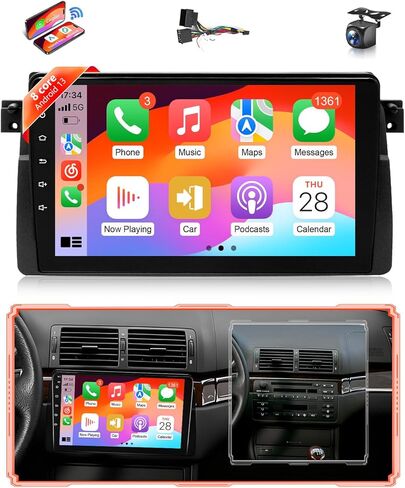 8Core Android Stereo for BMW 325i E46 328i 1998-2005 Radio for BMW M3 2000-2006 Wireless Apple CarPlay Android Auto, 4G + 64G 9IN IPS Touch Screen for 330i 5G WiFi/GPS Navi/BT/FM/RDS/DSP/EQ/SWC in Saudi Arabia
