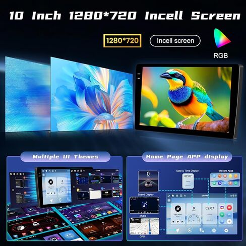 [4+128G] NHOPEEW Car Radio for Jeep Cherokee 2013-2018 with Wireless Carplay and Android Auto - 10 Inch Incell Touchscreen Android Car Stereo - GPS / 5GHz WiFi/EQ Audio/SWC + AHD Backup Camera in Kuwait