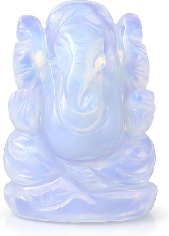 Myhealingworld Opalite Stone Ganesha Statue, Holy Ganesha Idol, Good Luck Ganesha Sculpture, Pocket Ganesh Statue, Ganesh Statue for Car Dash Board, Handcarved Opalite Ganesh Statue. in Saudi Arabia