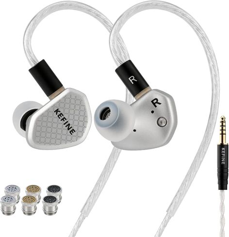 شاشة Klean SV داخل الأذن، محرك ديناميكي بغشاء DLC كامل 10 مم IEM، 3 فوهات ضبط قابلة للتبديل، سماعات أذن سلكية HiFi، كابل قابل للفصل لعشاق الصوت والموسيقي والألعاب (فضي، 3.5 مم) in Kuwait