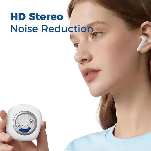 سماعات أذن Miffy Bluetooth 5.3-Pro - IPX5 مقاومة للماء، أدوات تحكم باللمس، عبوة صندوق حديد Miffy ثلاثية الأبعاد رائعة وقابلة لإعادة الاستخدام. (أزرق) in Kuwait