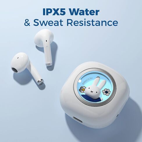 سماعات أذن Miffy Bluetooth 5.3-Pro - IPX5 مقاومة للماء، أدوات تحكم باللمس، عبوة صندوق حديد Miffy ثلاثية الأبعاد رائعة وقابلة لإعادة الاستخدام. (أزرق) in Kuwait