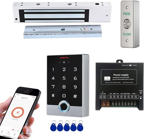 Smart Fingerprint Access Control System Kit with 600lbs Magnetic Lock, Tuya App Remote Control, Face Recognition, Fingerprint, Password & RFID ID Card Unlock in Saudi Arabia