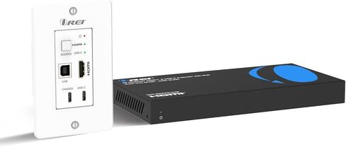 لوحة حائط موسع OREI 4K HDBaseT HDMI وUSB-C KVM - 330 قدمًا فوق Cat6، 18 جيجابت في الثانية، HDR10، USB 2.0، PoC، مدخل مزدوج in Kuwait