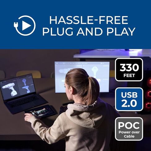 لوحة حائط موسع OREI 4K HDBaseT HDMI وUSB-C KVM - 330 قدمًا فوق Cat6، 18 جيجابت في الثانية، HDR10، USB 2.0، PoC، مدخل مزدوج in Kuwait