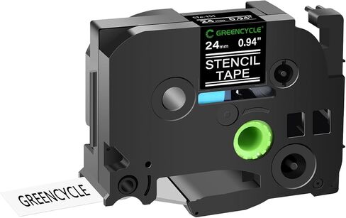 GREENCYCLE متوافق مع Brother STE 151 0.94 بوصة (24 مم) × 3 متر شريط ملصقات استنسل لحلول الهاتف المحمول PTD600 PT-P700 PT-P750W PT2730 PT-2430PC، PT9600، PTH500LI، PTP710BT، أسود على شفاف، 20 حزمة in Kuwait
