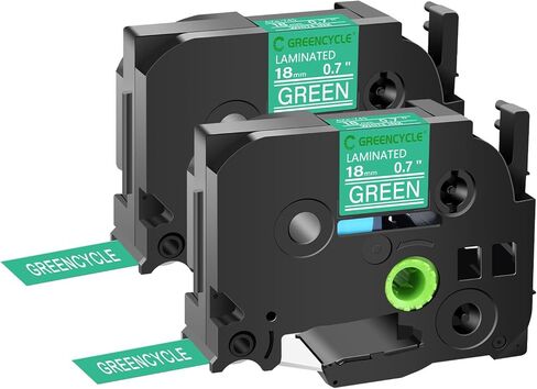 GREENCYCLE متوافق مع شريط الملصقات Brother P-Touch TZe-745 18 مم 0.7 بوصة أخضر مصفح TZe745 TZ-745 TZe TZ 3/4 بوصة أبيض على شريط صانع الملصقات الخضراء لـ PT-D410 PT-D400 PT-D610BT PT-D600، عبوتان in Kuwait