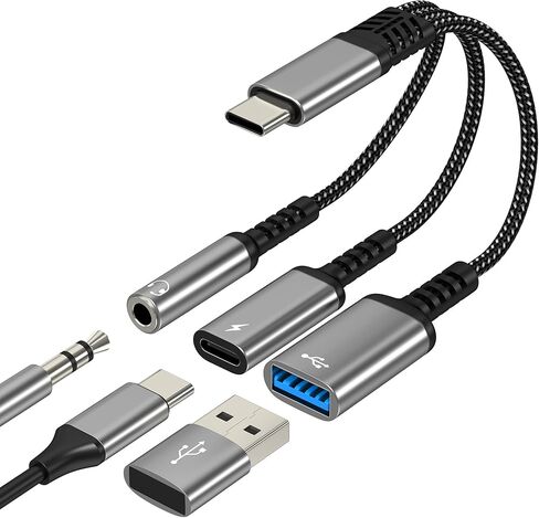 Aux to USB C Adapter (3in1) Headphone Jack for iPhone 17 16 15DAC Audio 3.5MM Splitter Cable Type C Cord Charger Dongle USB 3.0 OTG Charging for IPad Car Wired Adaptor Compatible for Samsung in Kuwait