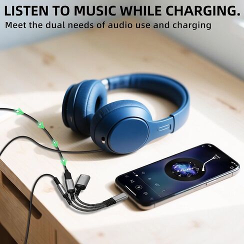 Aux to USB C Adapter (3in1) Headphone Jack for iPhone 17 16 15DAC Audio 3.5MM Splitter Cable Type C Cord Charger Dongle USB 3.0 OTG Charging for IPad Car Wired Adaptor Compatible for Samsung in Kuwait