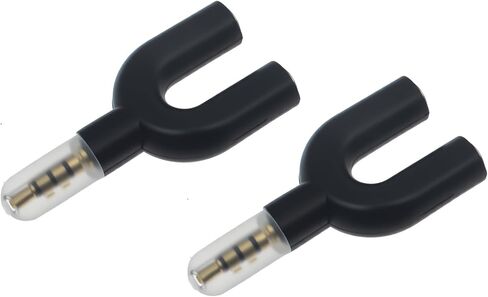 3.5mm 4 Pole Male to 2 x 3 Pole Female Headphone Y Splitter Adapter for Speaker and Microphone (2 PCS Black) in Kuwait