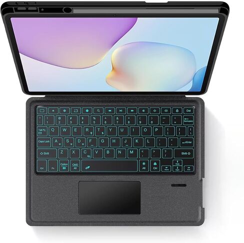 حافظة لوحة مفاتيح لهاتف Huawei MatePad Pro/Air/SE 10.4 بوصة 10.8 بوصة 11 بوصة 12 بوصة 13.2 بوصة و8.8 بوصة، غطاء مغناطيسي قابل للفصل مع لوحة تتبع و7 إضاءة خلفية (أسود، MatePad Pro 12.6 بوصة (2021/2022)، لوحة مفاتيح بإضاءة خلفية بلوتوث) in Kuwait