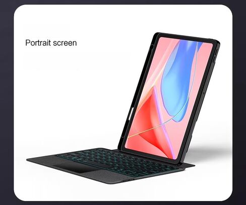 حافظة لوحة المفاتيح لجهاز Lenovo Tab 10.1" K10c/S10/K10 10.95"، لوحة مفاتيح بلوتوث تعمل باللمس مع إضاءة خلفية RGB بـ 7 ألوان، حافظة مغناطيسية قابلة للفصل (أسود، Tab S10 10.1"، لوحة مفاتيح + ماوس) in Kuwait