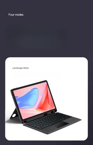 حافظة لوحة المفاتيح لجهاز Lenovo Tab 10.1" K10c/S10/K10 10.95"، لوحة مفاتيح بلوتوث تعمل باللمس مع إضاءة خلفية RGB بـ 7 ألوان، حافظة مغناطيسية قابلة للفصل (أسود، Tab S10 10.1"، لوحة مفاتيح + ماوس) in Kuwait