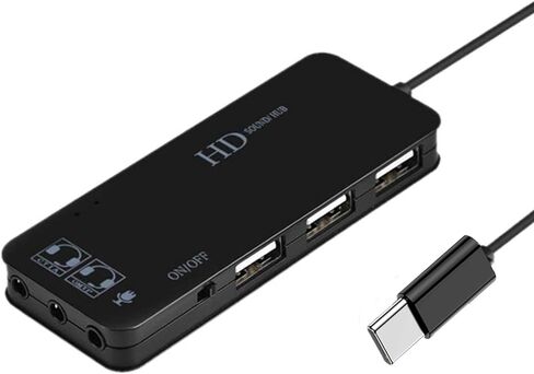 محول صوت USB C من النوع C بطاقة صوت ستيريو خارجية مع سماعة رأس وميكروفون مقاس 3.5 مم و3 مقابس USB لأجهزة Windows وMac وLinux والكمبيوتر الشخصي وأجهزة الكمبيوتر المحمولة وأجهزة الكمبيوتر المكتبية وأجهزة الكمبيوتر PS4 الخارجية، فئة الألعاب (أبيض) in Kuwait
