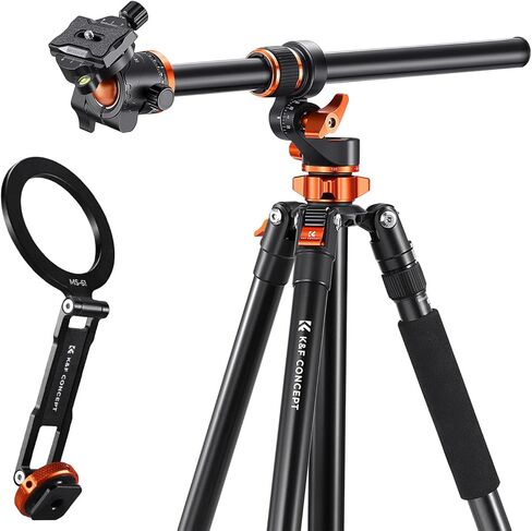 K&F CONCEPT 90''/230cm Ultra High Camera Tripod with Magnetic Metal Phone Mount, Horizontal Overhead Shooting Travel Tripods with Metal Ball Head 10KG Load Capacity in Kuwait