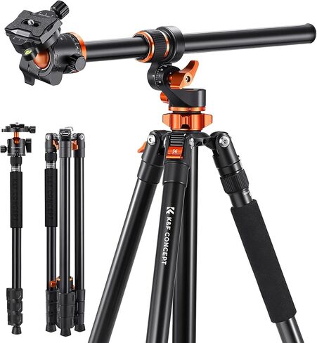 K&F CONCEPT 90''/230cm Ultra High Camera Tripod with Magnetic Metal Phone Mount, Horizontal Overhead Shooting Travel Tripods with Metal Ball Head 10KG Load Capacity in Kuwait