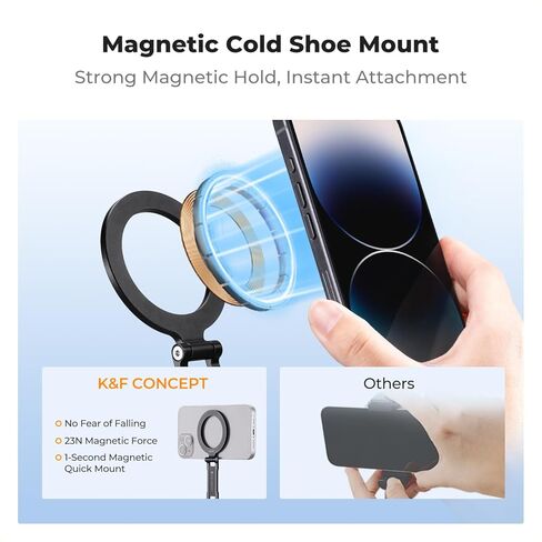 K&F CONCEPT 90''/230cm Ultra High Camera Tripod with Magnetic Metal Phone Mount, Horizontal Overhead Shooting Travel Tripods with Metal Ball Head 10KG Load Capacity in Kuwait