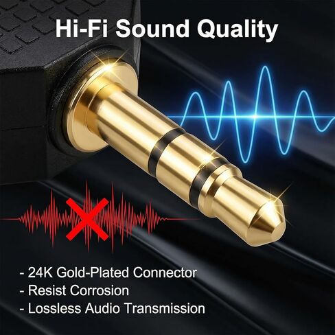 Skrfren 6 PCS 3.5mm Headphone Y Splitter, Gold Plated Audio Splitter Adapter, 1 Male to 2 Female Stereo Jack Converter, Dual Headphone Splitters for Sharing Music with Friends, Phone, Tablet, Laptop in Kuwait