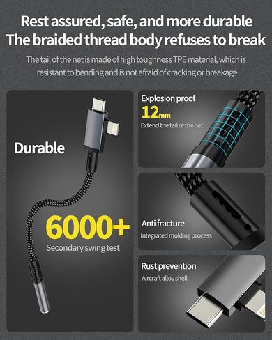 Aux to USB C Lightning لهاتف iPhone 17 16 15 14 13 Pro Max (2in1) 3.5 ملم محول صوت سماعة الرأس جاك دونجل كابل أنثى منفذ السيارة متوافق مع سامسونج لأجهزة Ipad قابس ذكر مساعد in Kuwait