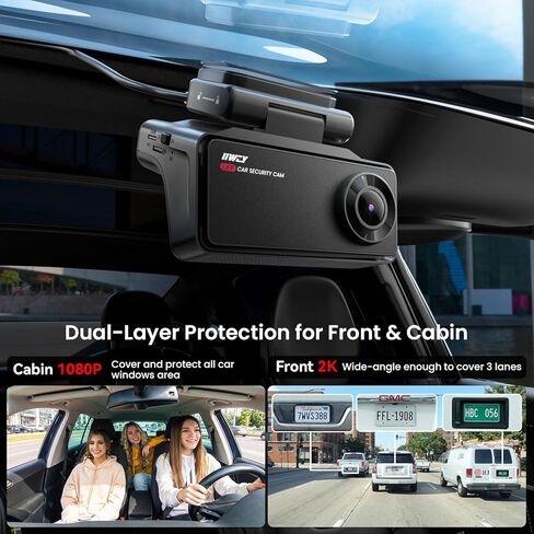 IIWEY 4G LTE Dash Cam with Live-Streaming, Anti-Theft Car Security Camera, Instant Alert via App, Cloud & SD Storage, 2K+1080P Front Inside, No Screen, IR Night Vision, 24/7 Parking Mode, GPS, OBD in Kuwait
