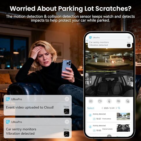 IIWEY 4G LTE Dash Cam with Live-Streaming, Anti-Theft Car Security Camera, Instant Alert via App, Cloud & SD Storage, 2K+1080P Front Inside, No Screen, IR Night Vision, 24/7 Parking Mode, GPS, OBD in Kuwait
