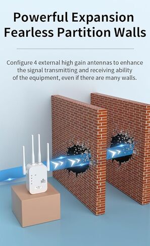 مكرر شبكة WLAN بسرعة 1200 ميجابت في الثانية، موسع شبكة WiFi فائق السرعة 5G و2.4G ثنائي النطاق، معزز إشارة WiFi للمنزل، تغطية تصل إلى 5000 قدم مربع، يدعم 30 جهازًا، مكرر طويل المدى مع إعداد سريع in Kuwait