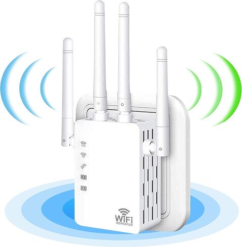 2022 معزز إشارة موسع WiFi - للمنزل يغطي ما يصل إلى 8500 قدم مربع و45 جهازًا، معزز WiFi مع منفذ إيثرنت، إعداد سهل، موسع نطاق الإنترنت - متوافق مع Alexa، Fire Stick، Ring in Kuwait
