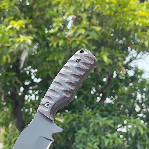 Full Tang Fixed Blade Hunting Knife with Sheath, 4 Inch Stainless Steel Blade, Ergonomic Black Micarta Handle, Tactical Knife for Hunting Essentials, Skinning Knive for hunting in Kuwait