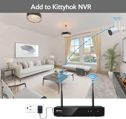 كاميرا أمان لاسلكية Kittyhok 3MP خارجية/داخلية، كاميرا أمان WiFi سلكية 2K، صوت ثنائي الاتجاه، كشف الحركة، مقاومة للطقس، حزمة CM3N مع نظام NVR للأمان اللاسلكي KNS38 10CH مع شاشة in Kuwait