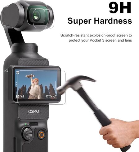 3 LCD Screen Protector + 3 Lens Protector for DJi Osmo Pocket 3, Tempered Glass Film Transparent HD Clear Touch Sensitive Resistant Scratch in Kuwait