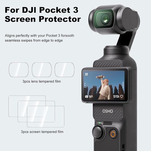 3 LCD Screen Protector + 3 Lens Protector for DJi Osmo Pocket 3, Tempered Glass Film Transparent HD Clear Touch Sensitive Resistant Scratch in Kuwait