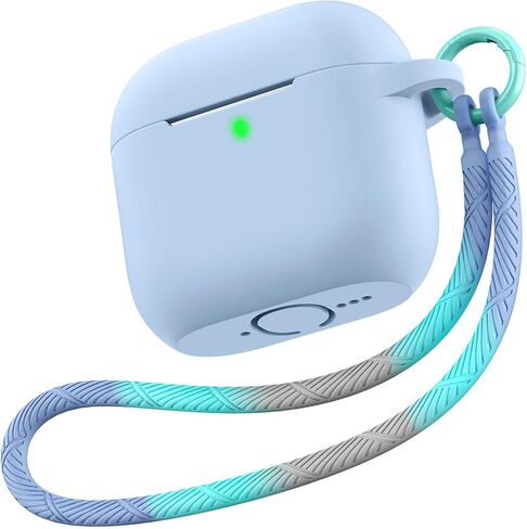 حافظة Matekxy لأجهزة Airpods 4 - الجيل الرابع من Airpod 2024، غطاء سيليكون ناعم مع حبل وسلسلة مفاتيح للرجال، مقاوم للصدمات والسقوط، مقاوم للخدش، مثالي للمسافرين والمسافرين، أسود in Kuwait