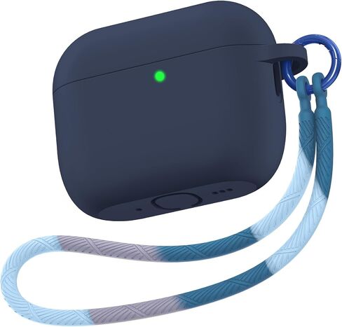 حافظة Matekxy لأجهزة Airpods 4 - الجيل الرابع من Airpod 2024، غطاء سيليكون ناعم مع حبل وسلسلة مفاتيح للرجال، مقاوم للصدمات والسقوط، مقاوم للخدش، مثالي للمسافرين والمسافرين، أسود in Kuwait