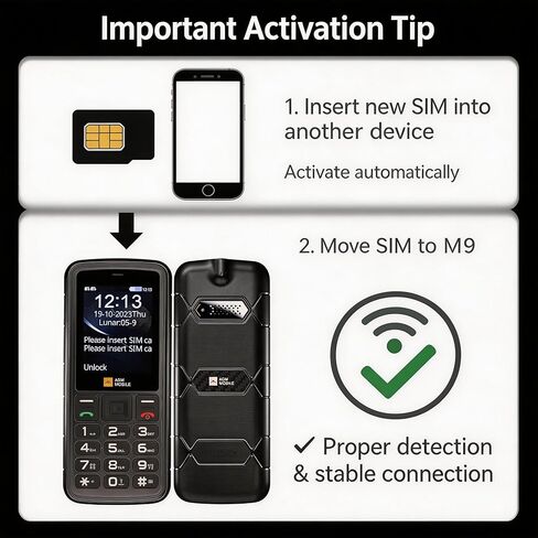 هاتف AGM M9 متين، هاتف خلوي أساسي 4G مع بطارية 1000 مللي أمبير في الساعة، مقاوم للماء والسقوط، أزرار وخطوط كبيرة، قرص سريع، 3 فتحات للبطاقات، راديو FM، لهاتف T-Mobile فقط in Kuwait
