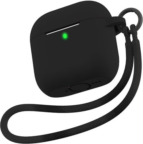 حافظة Matekxy لأجهزة Airpods 4 - الجيل الرابع من Airpod 2024، غطاء سيليكون ناعم مع حبل وسلسلة مفاتيح للرجال، مقاوم للصدمات والسقوط، مقاوم للخدش، مثالي للمسافرين والمسافرين، أسود in Kuwait