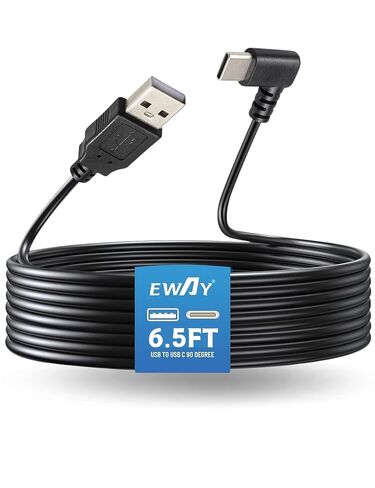 EWAY USB C Dash Cam Power Cord (6.5FT/2M), USB-A 2.0 to 90 Degree Type-C Cable REQUIRES 2.5A Input, USBC Replacement Power Supply for Front Rear View Mirror Dashcam Dashboard Recorder Recording Camera in Kuwait