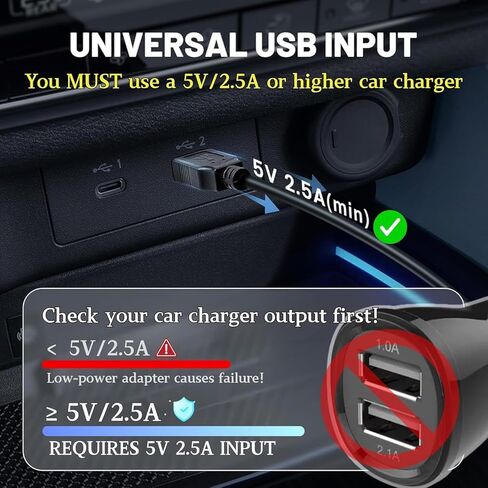 EWAY USB C Dash Cam Power Cord (6.5FT/2M), USB-A 2.0 to 90 Degree Type-C Cable REQUIRES 2.5A Input, USBC Replacement Power Supply for Front Rear View Mirror Dashcam Dashboard Recorder Recording Camera in Kuwait