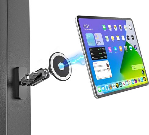 Dual Magnetic Tablet Holder Mount with Double Strong Magnets, 360°Adjustable Metal Arm iPad Magnetic Mount for Fridge/Metal Shelf/Gym/Warehouse, Tablet Magnet Base for 4-11" iPad mini, iPhone in Kuwait