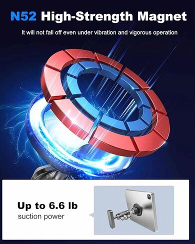 Dual Magnetic Tablet Holder Mount with Double Strong Magnets, 360°Adjustable Metal Arm iPad Magnetic Mount for Fridge/Metal Shelf/Gym/Warehouse, Tablet Magnet Base for 4-11" iPad mini, iPhone in Kuwait