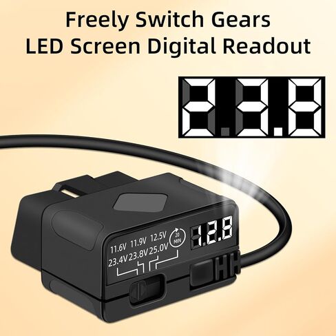 GELRHONR OBD Hardwire Kit, OBD2 to Right Angle USB C Power Adapter Cable for Dash Camera with LED Display and Low Voltage Protection, 12-30V to 5V/3A 24 Hours Surveillance and Acc 2 Mode,11.5FT in Kuwait