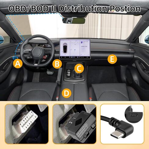 GELRHONR OBD Hardwire Kit, OBD2 to Right Angle USB C Power Adapter Cable for Dash Camera with LED Display and Low Voltage Protection, 12-30V to 5V/3A 24 Hours Surveillance and Acc 2 Mode,11.5FT in Kuwait