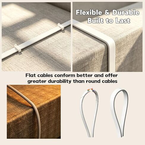 50ft Cat 6 Ethernet Cable Flat Internet Network Cord Pure Copper Patch Wire Snagless RJ45 Connectors for Indoor Outdoor Home Router Modem PC Gaming Accessories White in Kuwait