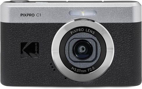 كاميرا رقمية صغيرة الحجم Kodak PIXPRO C1 باللون الأسود بدقة 13 ميجابكسل للتوجيه والتقاط الصور مع شاشة قلاب LCD قابلة للإمالة 2.8 بوصة بزاوية 180 درجة وتكبير 4X وفيديو عالي الدقة 1080 بكسل للسفر ومدونات الفيديو + حقيبة وبطاقة 32 جيجابايت وحزمة قارئ in Kuwait