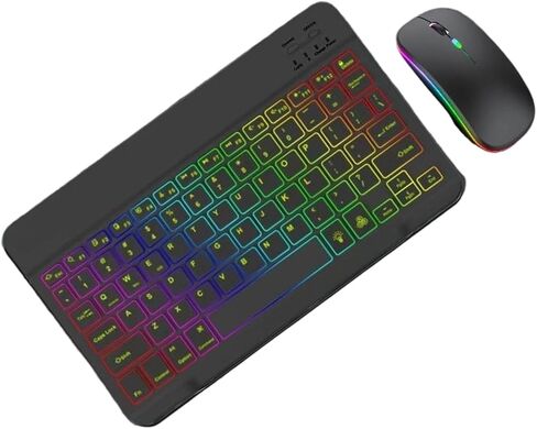 Keyboard and Mouse Combo Compatible for PC, Computer Set with Color-Changing Backlight, 7 Color RGB, Quiet Scissor- Keys in Kuwait