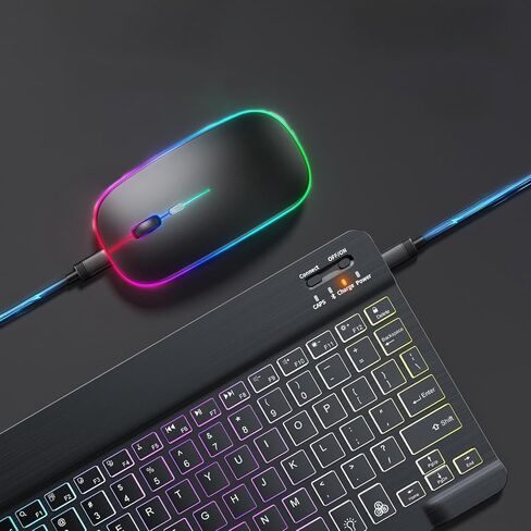 Keyboard and Mouse Combo Compatible for PC, Computer Set with Color-Changing Backlight, 7 Color RGB, Quiet Scissor- Keys in Kuwait