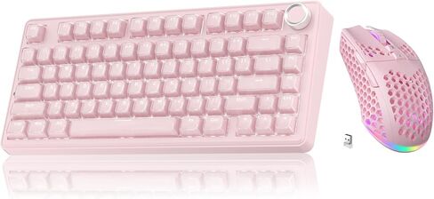SOLAKAKA A75 and SM600, Wireless Keyboard and Mouse Combo for PC (A75 Crystal-Pink & SM600 Pink) in Kuwait